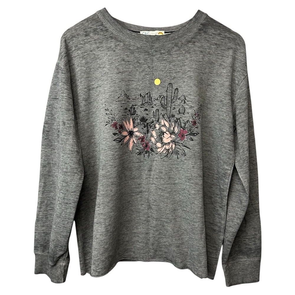 C&C California Cactus Floral Crewneck Sweater Size Small